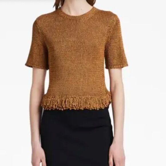 Proenza Schouler ribbon crochet fringe top Size Large - Picture 1 of 8